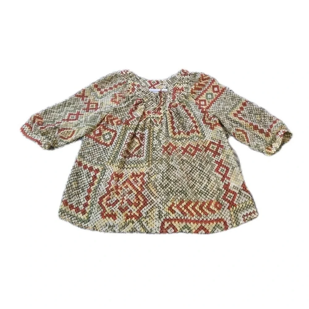 Alfred Dunner Popover Top 16P Multicolor Lightweight‎ 3/4 Sleeves Relaxed Flowy